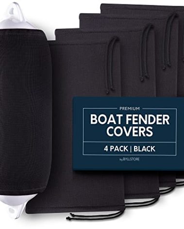 Byllstore Boat Fender Covers | Several Size Options Available | Black & Navy Blue | 1, 2 & 4-Pack | Polyester (4-Pack, Black, 10″ x 26″)