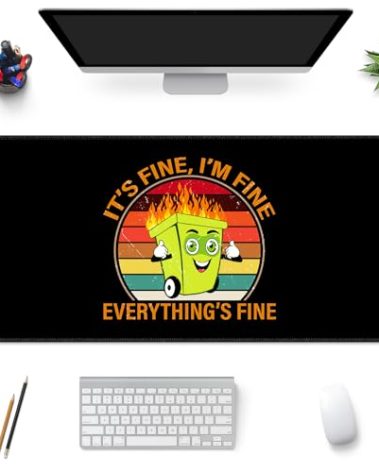 Desk Mat,Large Mouse Pad 35''×15.6'' XXL Extended Gaming Mouse Pad Mat with Non-Slip Base Stitched Eges Mousepad for Computer,Office,Keyboard and Laptop - Black Fire