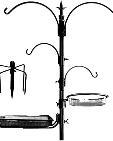 Ashman Premium Bird Feeding Station Kit, 22" Wide x 92" Tall (82" Above Ground Height), A Multi Feeder Hanging Kit and Bird Bath for Attracting Wild Birds