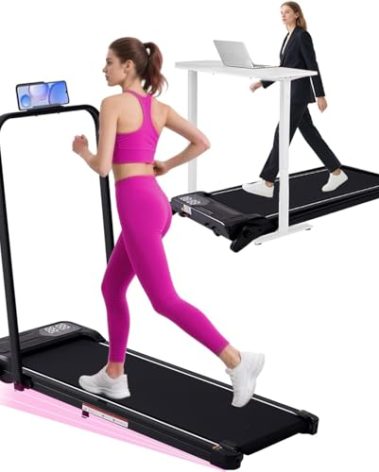 Electric Walking Pad Treadmill with Adjustable Incline and Handle Bar, 3.5HP Small PortableTreadmills for Home Office Small, 4 in 1 Folding Foldable Treadmill with Handles, 0.6-7.6MPH, 350LBS