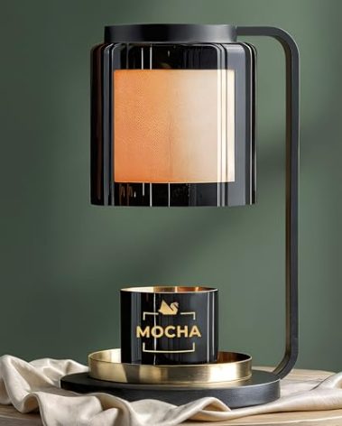 Candle Warmer Lamp with Timer and Dimmer–Includes Free Lavender Jar–Black & Gold Premium Wax Warmer for Home & Office Decor, Fall Decor, Cozy Bedroom–Luxury Gifts for Women, Mom Birthday, Housewarming