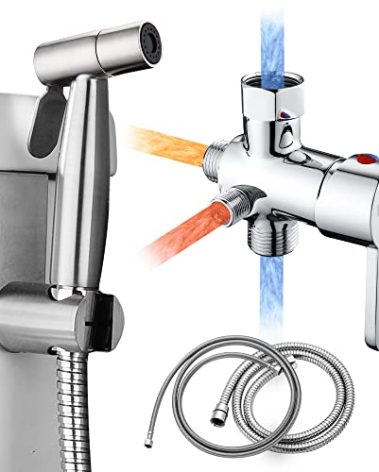 Handheld Bidet Sprayer for Toilet, Bidet Attachment for Warm Water, Hot and Cold Mixing Valve Kit, Hand Sprayer for Feminine Wash, Pet, Cloth, Diaper