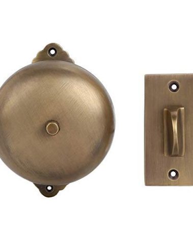 A29 Vintage Doorbell – Victorian Twist Antique Mechanical Doorbell with Manual Hand Turn Chime – Solid Brass Antique Finish – Wireless Door Bell, DIY Installation, Decorative Classic Design