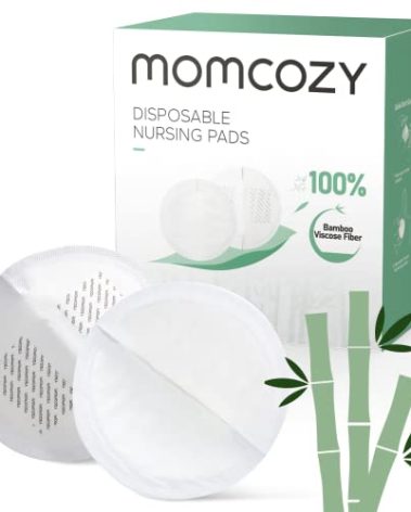 Momcozy Bamboo Fiber Disposable Nursing Pads, 100% Natural Materials and 100% Biodegradable, Skin Contacts Only Most Natural Materials, for Sensitive Skin, Individually Packaged(120 Count)