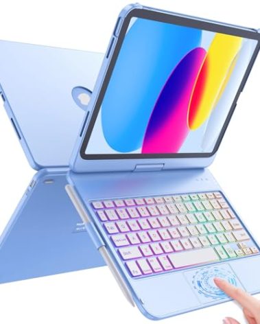 FUWANG Touch Keyboard Case for iPad (A16) 11th Generation 11 inch 2025&10th Gen 10.9 inch 2022, 360° Rotate for iPad 10th Generation Case with Keyboard, Backlit Keyboard Case with Pencil Holder, Blue