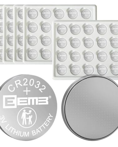 EEMB 100PACK CR2032 Batteries 3V Lithium Button Coin Cell Batteries 2032 Battery DL2032, ECR2032, LM2032 for Remotes Watches Calculators Door Chimes Medical Device Computer Mother-Board Key Fobs