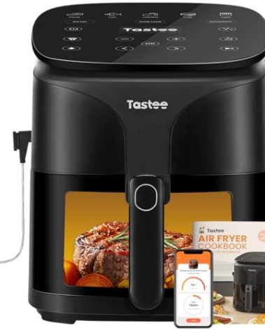 Tastee Air Fryer, 8-in-1 Compact 5.5QT AirFryers, 450°F Digital Airfryer Dehydrator with Dual-sensor Smart Probe, 24 Presets One-touch Cooking, In-app Recipes with Window, Dishwasher-safe & Non-stick