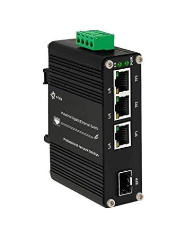3 Port Hardened Industrial Gigabit Din Rail Switch,10/100/1000Mbps Ethernet Switch Din Rail 24V,8Gbps Switching Capacity,IP40 Rated Unmanaged Network Switch(-40~80°C)