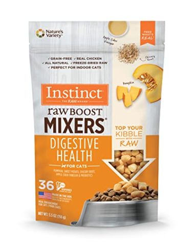 Instinct Raw Boost Mixers, Freeze Dried Cat Food Toppers with Functional Ingredients, Grain Free, Real Chicken - Digestive Health, 5.5 oz Bag