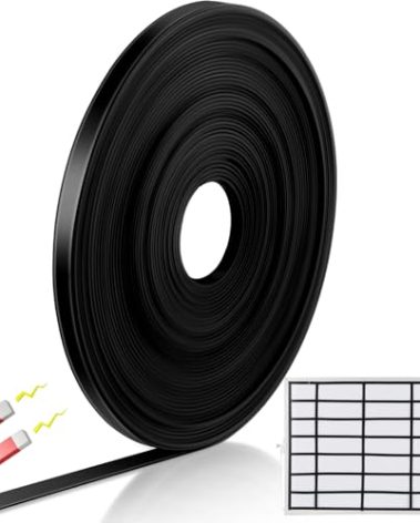 Tellegloww Black Magnetic Tape Roll Thin Strips, 1/4 inch x 50 feet Magnetic Board Dividers Whiteboard Graphic Decorative Tape Marking Line for Classroom Office Art Accessories