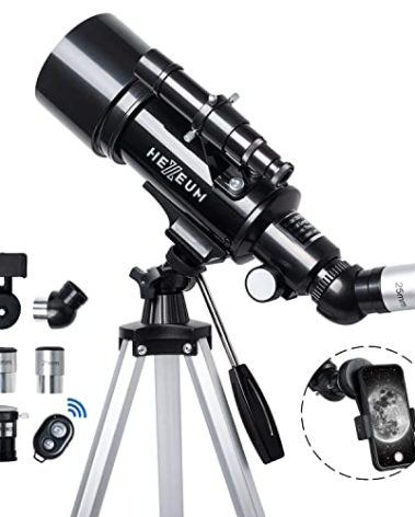 Telescope 70mm Aperture 500mm - for Kids & Adults Astronomical Refracting Telescopes AZ Mount Fully Multi-Coated Optics, with Diagonal Mirror Phone Adapter, Carrying Bag, Wireless Remote Black