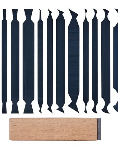 HERMIT TOOLS New Cabinet Scraper Cards asnd Cabinet Scraper Burnisher with 12 Piece Multi-Shaped Scraper Set Suitable for Various Small space and Small-Sized Tasks(HTCSCS13)