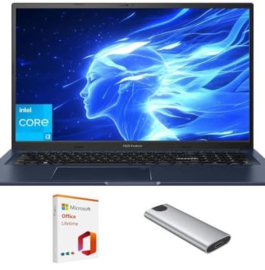 ASUS Vivobook Laptop,17.3" FHD Anti-Glare Display, Core i3-1215U (up to 4.4GHz), 24GB RAM, 1TB SSD + 128GB Portable SSD, WiFi 6E, Webcam, Keypad, Copilot, with 2019 Lifetime Office, Win 11 Home