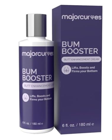 Major Curves Bum Booster Cream – Butt Enhancement Cream for Women – Natural Booty Lift & Firming with LipidMaxx, Wild Yam & Aloe – Bigger, Rounder Bum in 2 Weeks – 6 oz