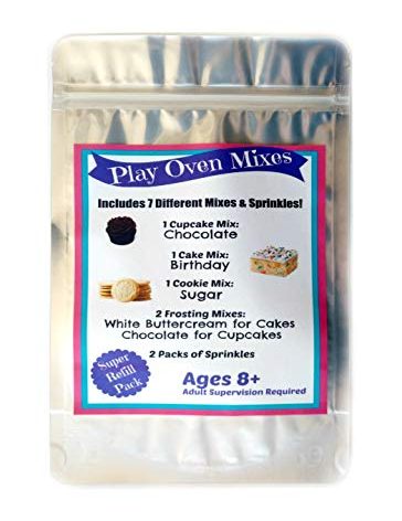 Children's Easy to Bake Oven Mixes Play Toy Oven Real 7 Mixes Mega Refill Kit Cupcakes Cookies Frosting Sprinkles Ultimate Set Cooking Baking Supplies Super Pack Net Wt 6.2 oz