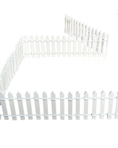 Fairy Garden Miniature Fence Accessories: Decorative White Wooden Picket Fence for Indoor & Outdoor Christmas Village - for Kids Ages 4 to 8 - Festive Decor for Christmas and Halloween (White)
