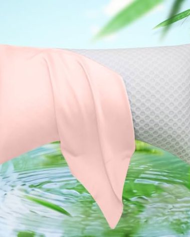 Cooling Side Sleeper Pillow Cases - Curved Rayon Derived from Bamboo Pillowcase Cover- Breathable Silky Soft Pillowcase for Hot Sleepers Hair and Skin, Queen Size 1 Piece, 20 * 30 Inches Pink