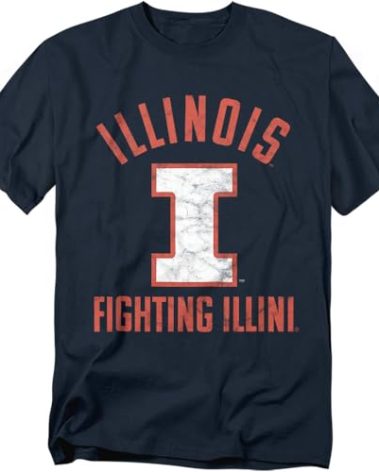 University of Illinois Official UIUC Logo Unisex Adult T-Shirt, Navy, 2X-Large