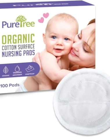 PureTree Organic Cotton Disposable Nursing Pads - for Breastfeeding (1 Box - 100 Pads)
