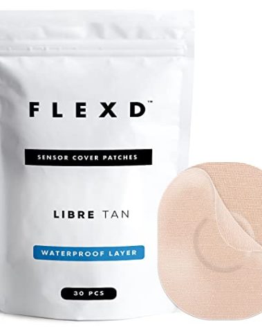 Flexd - Freestyle Waterproof Sensor Covers for Libre 2 & 3 - (30 Pcs) - Libre 3 Sensor Covers - CGM Adhesive Patches - Without Adhesive in The Center - (Oval - 2 Layers - Tan)