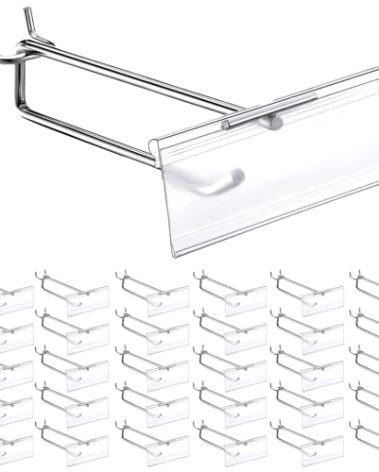 Thyle 50 Pcs Metal Scan Hook with Label Holder for 1/8" to 1/4" Pegboard, Peg Board Hooks with Price Tag, Pegboard Wall Accessories, Metal Hooks for Home Garage Retail Display Supplies (6 Inch)