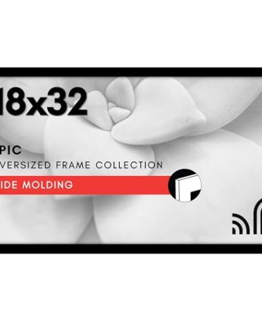 Americanflat 18x32 Poster Frame with Polished Plexiglass - Black Picture Frame - Wide Photo Frames Made of Engineered Wood for Vertical or Horizontal Wall Display - Epic Collection - Black