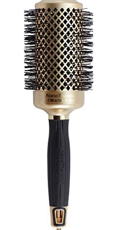 Olivia Garden NanoThermic Ceramic + Ion Round Thermal Hair Brush - Not Electrical - Professional Blowout Brush for Normal to Thick Hair, NT-54G, 2 1/8"