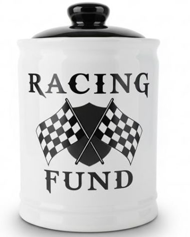 Cottage Creek Jars | Racing Fund Piggy Bank, Ceramic Money Bank Storage Jar, Race Car Gift Ideas for Men, Teen Boys, Dad, Women | Ideal for Motorcycle, Dirt Bike, Drag Car, Motorcross and Race Lovers
