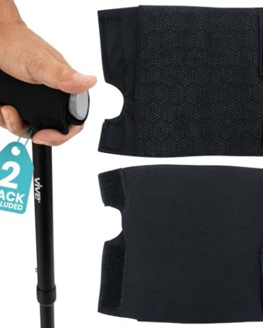 Vive Cane Handle Cover - Cushion Grip, Hand Pain Relief for Elderly & Seniors - Foam Pad for Walking Stick - Comfort, Soft & Non-Slip Wrap Around Support Padding - Universal Fit for Most Canes (Black)