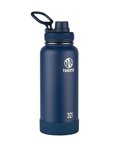 Takeya Actives Insulated Stainless Steel Water Bottle with Spout Lid, 32 Ounce, Midnight