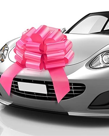 MIFFLIN-USA Big Car Bow (Matte Pink, 23 inch) Gift Bow, Giant Bow for Car, Birthday Bow, Huge Car Bow, Car Bows, Big Pink Bow, Christmas Bow for Cars, Gift Wrapping, Big Gift Bow for Car Decor