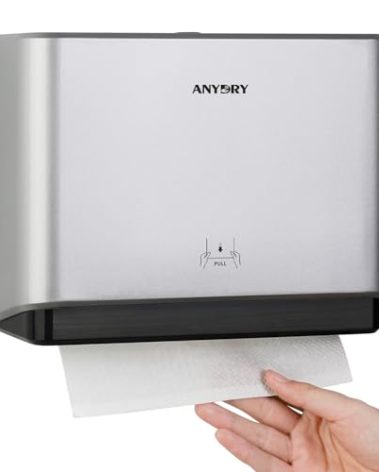 anydry 200-Sheet Wall-Mounted Paper Towel Dispenser, Fits Multi-Fold Towels up to 10x3.1 Inches, Perfect for Home & Business (Silver)
