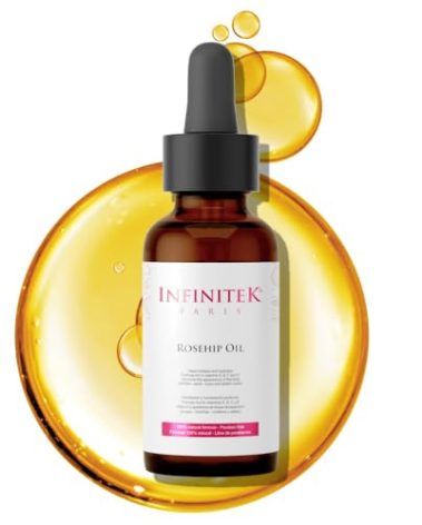 Infinitek Paris Rosehip Oil 1 Fl Oz. Hydrating and Repairing Face Oil with Vitamin E, Rose Oil for Face - Natural Face Moisturizer