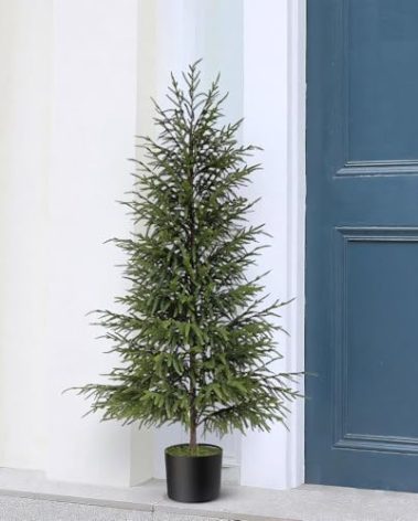 Artificial Norfolk Pine Tree - 4ft (48") Faux Christmas Tree Fake Potted Plants for Indoor Outdoor Home Front Porch Christmas Decor