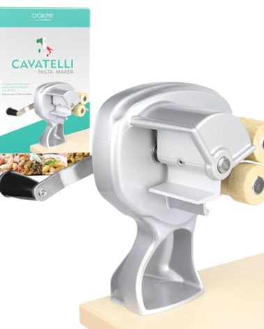O'Creme Cavatelli Pasta Maker – Original Italian Pasta Roller Pasta Maker Machine – Non-Stick Coating Wooden Rollers Gnocchi Maker Pasta Attachment – Easy to Clean and Perfect Precision Cut