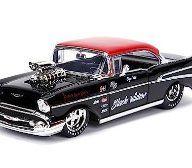 Jada Big Time Muscle 1:24 1957 Chevy Bel Air Die-Cast Car (Black/Red)