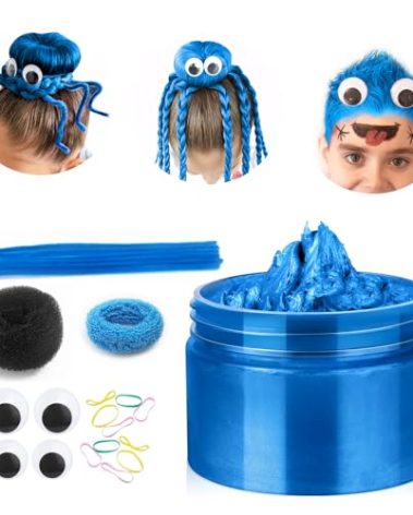 Blue Temporary Hair Color Wax Kit for teenagers,Crazy Hair Day Accessories, Gifts for Kids,Instant Hair Dye Color Wax for Cosplay, Party, Halloween, Christmas, Washable Crazy Hair Style