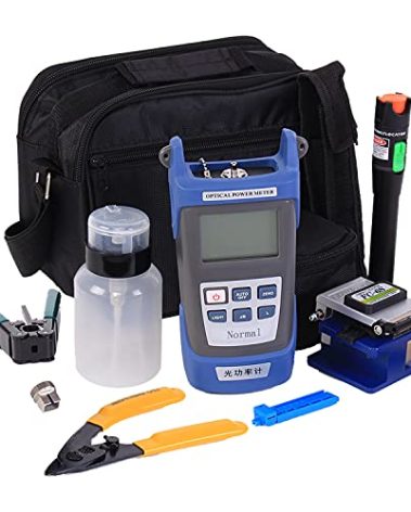 Fiber Optic Termination Tool Kit - 9 in 1 Assembly FTTH tool kit with FC-6S Cleaver Optical Power Meter Finder - 30km Visual Fault Locator Optical Pliers Cable Cutter Stripper