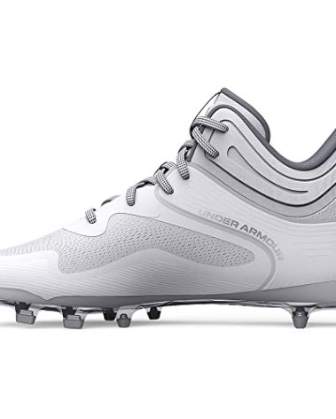 Under Armour Men's Command Mid Lacrosse MT TPU Cleat, (100) White/White/White, 9