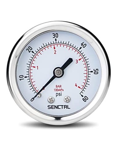 SENCTRL 0-60 Psi Pressure Gauge, 2" Dial, 1/4 NPT Back Mount, Waterproof, Stainless Steel Case, for Swimming Pool Filter Pump Spa Water Air MTB Tire Pressure Test