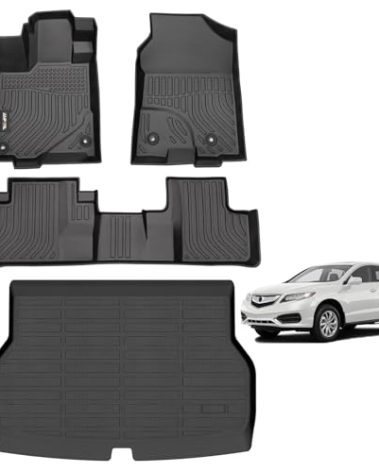 AIPOIL® Floor Mats & Cargo Liner Set for 2016-2018 Acura RDX All Weather Protection TPE Anti-Slip Automotive Full Set Custom Car Mats Accessories - Black