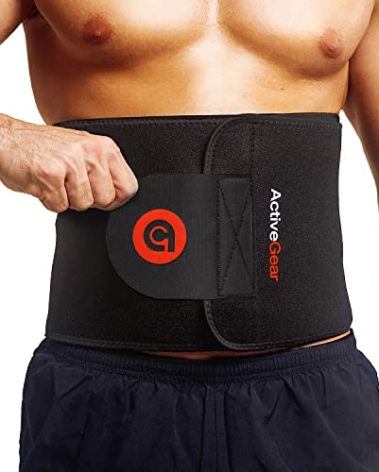ActiveGear Waist Trimmer Belt for Stomach and Back Lumbar Support, Large: 9" x 46" - Red