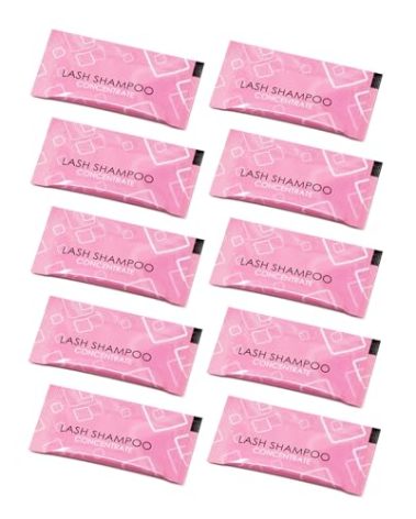 Embagol Lash Shampoo Concentrate Lash Cleaning for Eyelash Extensions Anti-allergic Hypoallergenic and Non-irritation Cleanser for Salon & Home Use(10 bags)