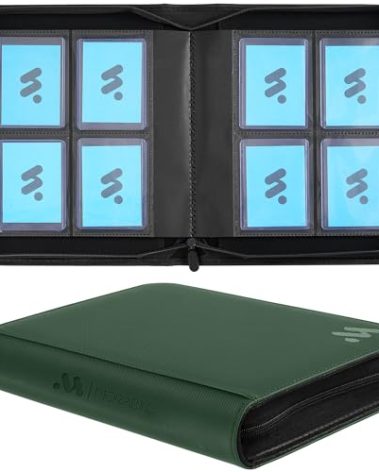 MORABTO Toploader Binder, Holds 128 Top Loaders,4 Pocket Top Loader Binders for 3" x 4" Rigid Cards,Card Album Folder for Hard Plastic Top Loaders