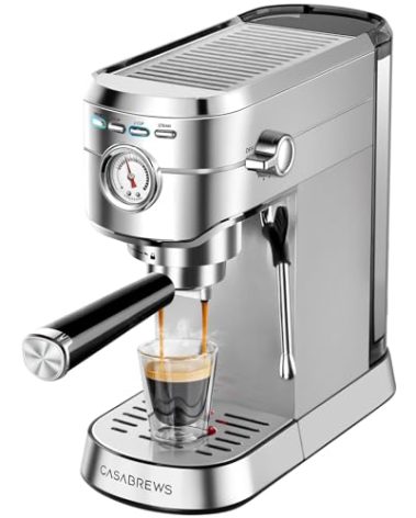 CASABREWS CM5418 Espresso Machine 20 Bar, Compact Espresso Maker with Steam Milk Frother, Stainless Steel Coffee Machine with 34oz Removable Water Tank for Cappuccino, Gift for Women or Men, Silver