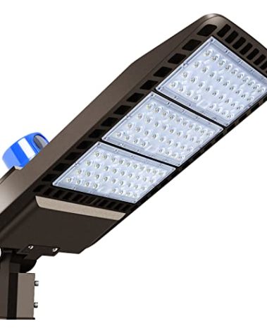 Juyace 300W LED Parking Lot Light Slip Fitter Mount Dusk to Dawn Outdoor Lighting Exterior Flood Commercial Outside IP65 Waterproof 100-277V Security Area Shoebox Street