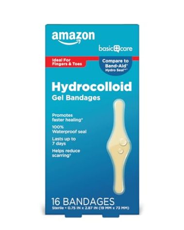 Amazon Basic Care Advanced Fast Healing Hydrocolloid Gel Bandages, Fingers & Toes, 16 ct
