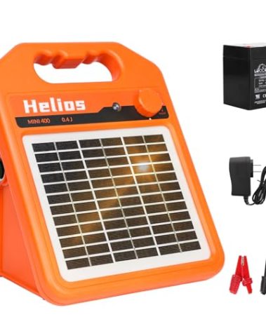 ANDMON MINI400 30 Miles Solar Electric Fence Charger, 0.4 Joule Solar Electric Fence for Livestock, Horses, Cattle Sheep, Solar Fence Charger with Day or Night Mode, Easy Installation