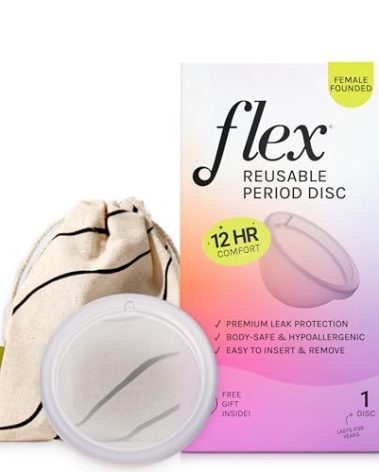 Flex Reusable Disc | Reusable Menstrual Disc | Tampon, Pad and Cup Alternative | Capacity of 6 Super Tampons | Lasts for Years | HSA or FSA Eligible | Includes Carrying Pouch & 2 Free Disposable Discs