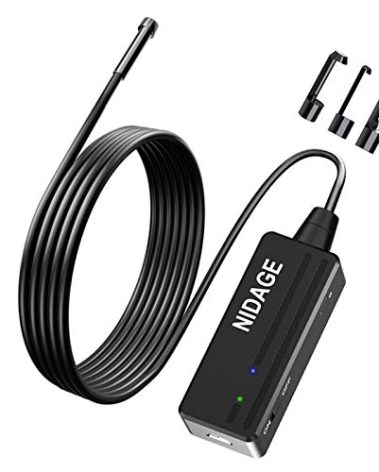 NIDAGE Wireless Endoscope Camera with Light HD Waterproof WiFi Borescope Flexible 5.5MM Automotive Snake Inspection Camera Compatible Android and iOS Smartphones, iPhone, iPad, 4.92FT